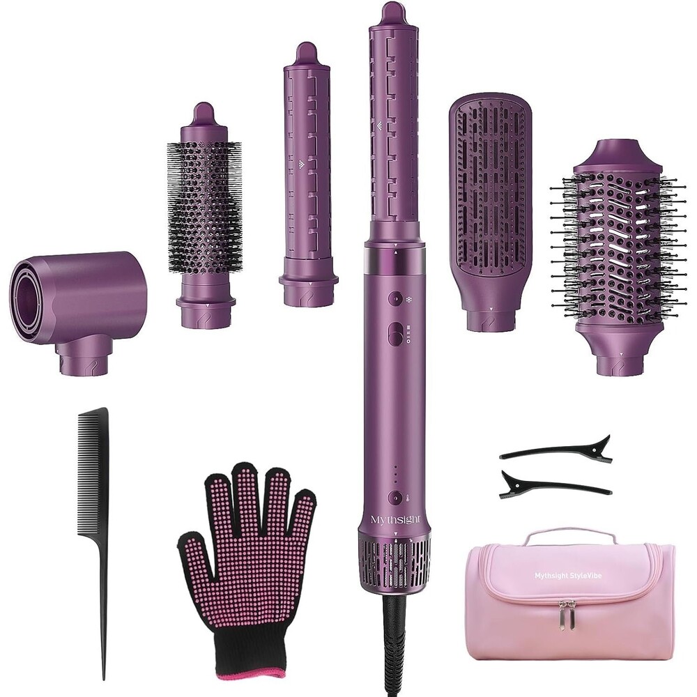 Mythsight StyleVibe Plum Purple 6 in 1 Air Styler Hair Dryer Brush Auto Wrap